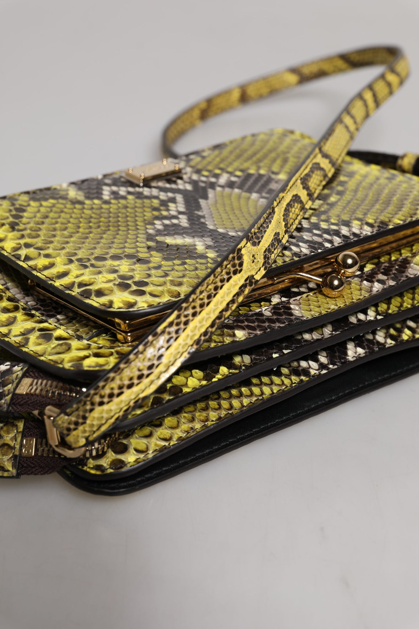 Dolce & Gabbana Grøn Eksotisk Læder DG Plaque Crossbody Clutch