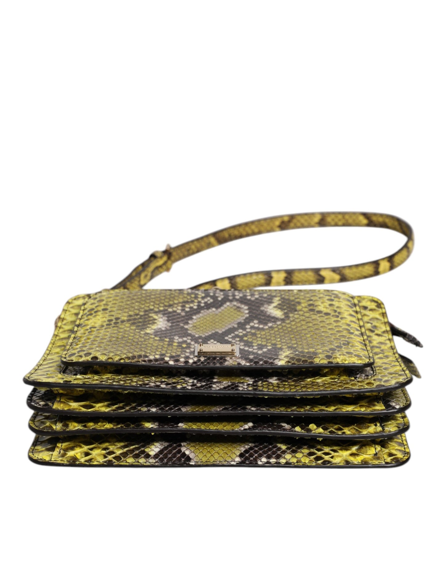 Dolce & Gabbana Grøn Eksotisk Læder DG Plaque Crossbody Clutch