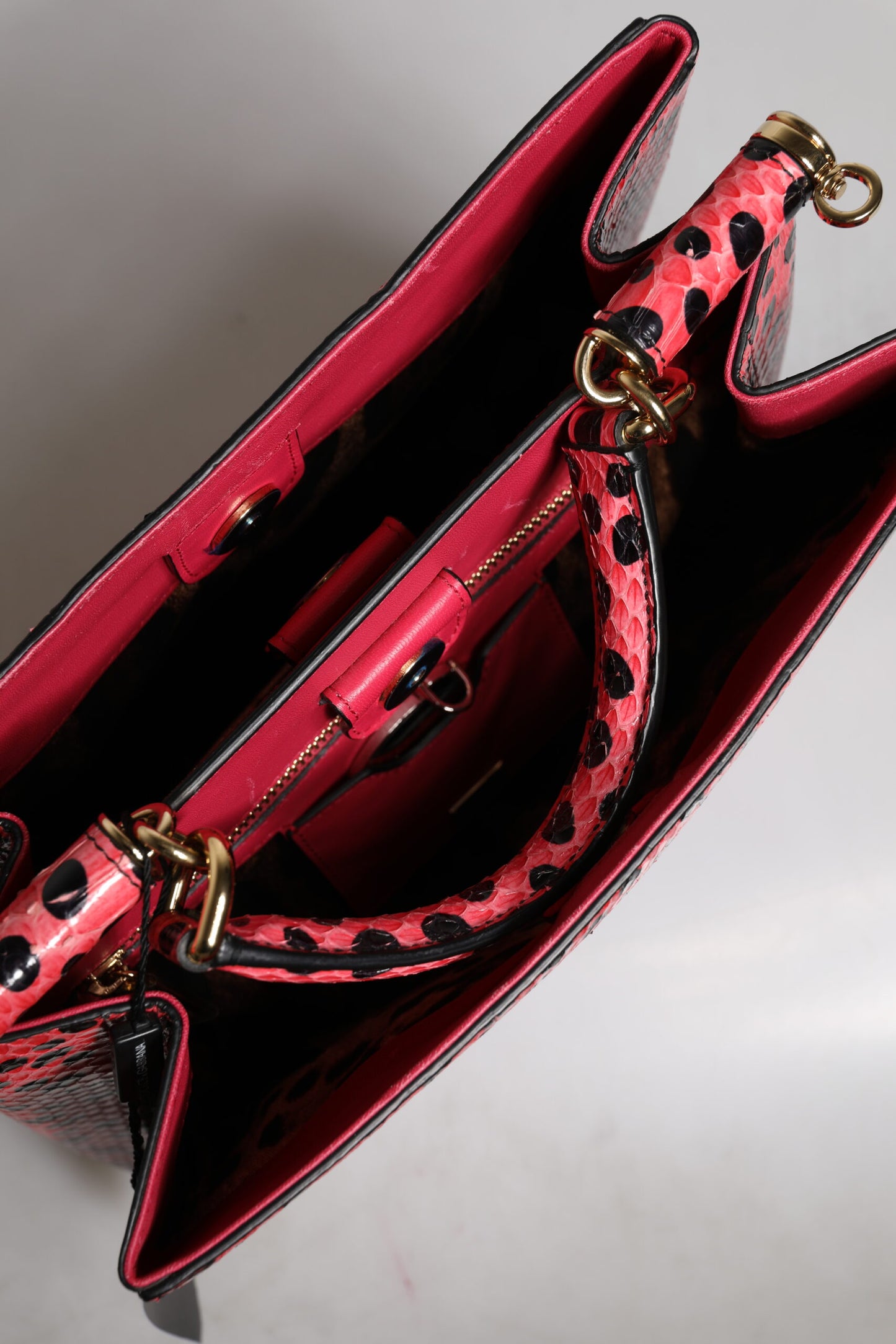 Dolce & Gabbana lyserød eksotisk lædertote-crossbody-taske med tophåndtag