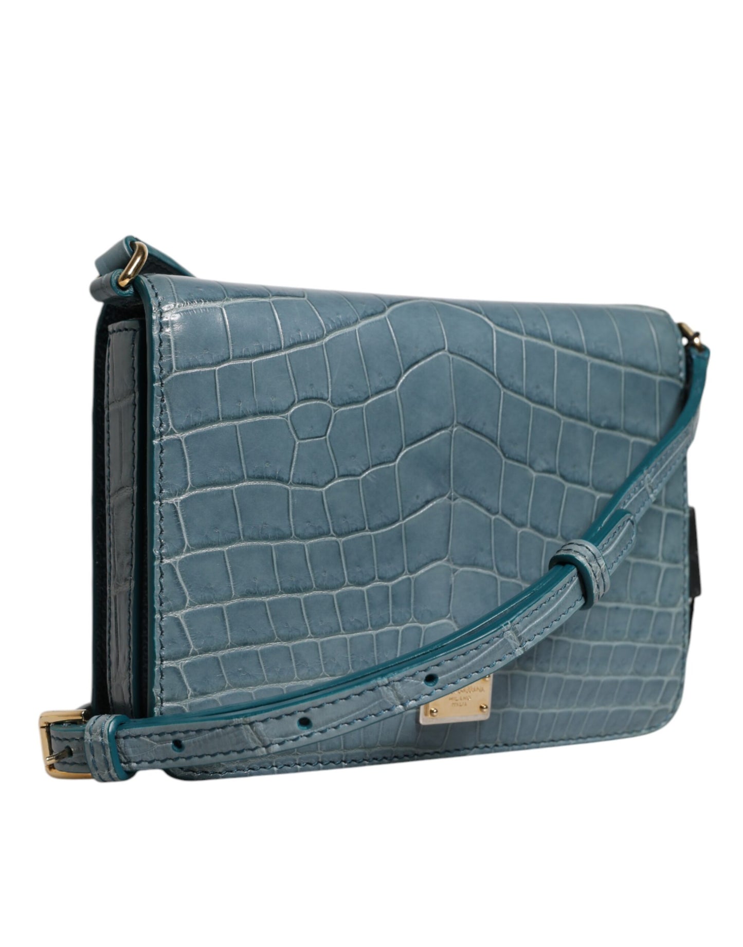 Dolce & Gabbana Grøn Eksotisk Læder DG Plaque Crossbody Mini Taske