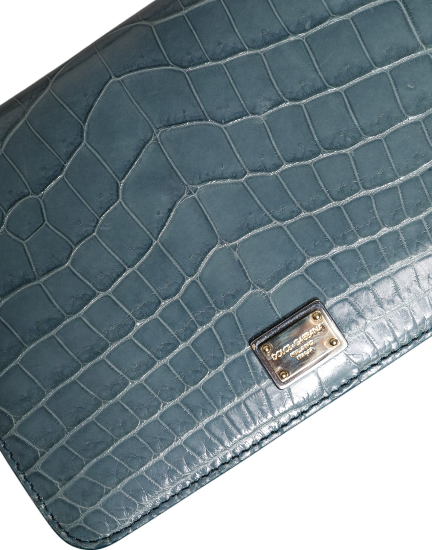 Dolce & Gabbana Grøn Eksotisk Læder DG Plaque Crossbody Mini Taske
