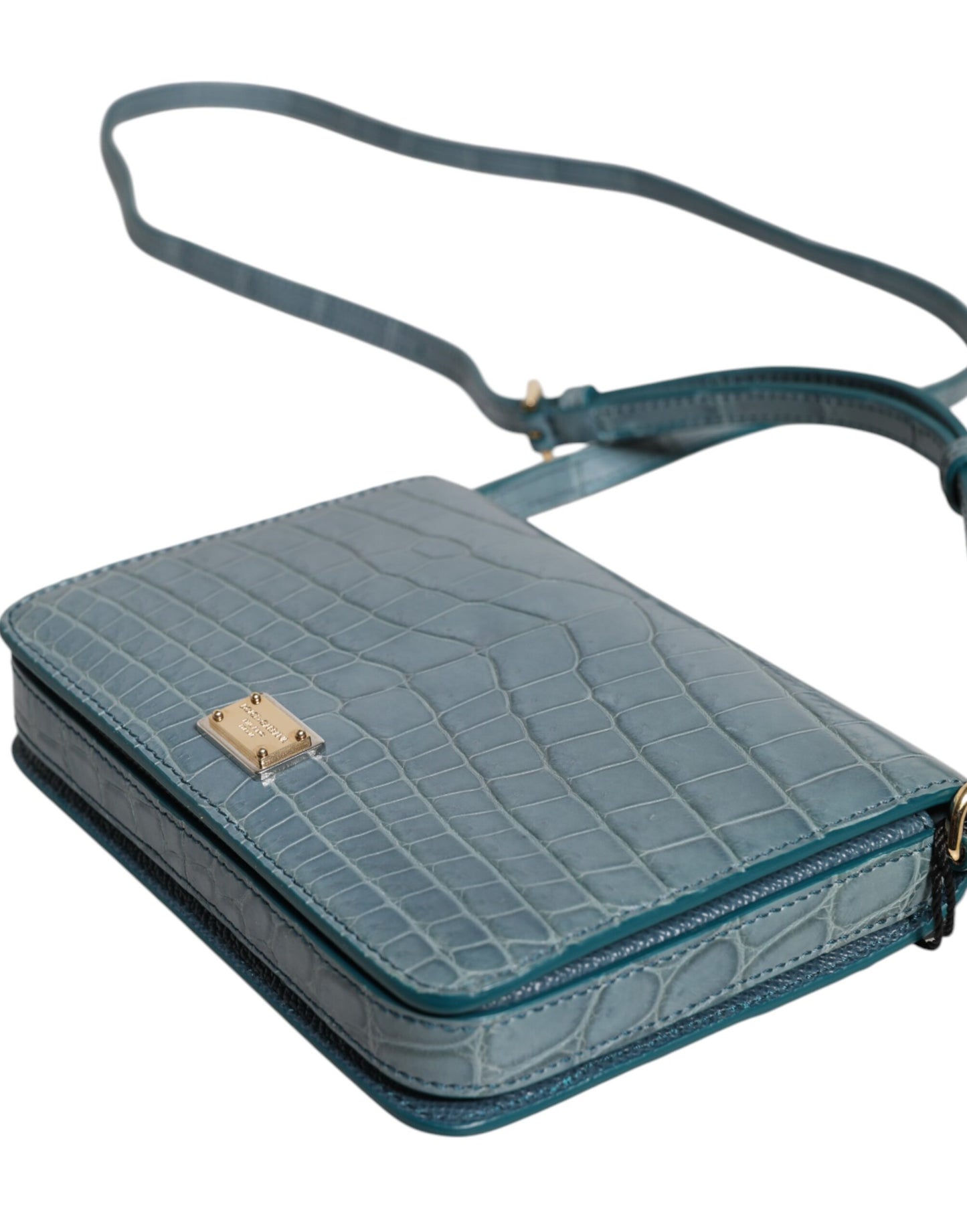 Dolce & Gabbana Grøn Eksotisk Læder DG Plaque Crossbody Mini Taske