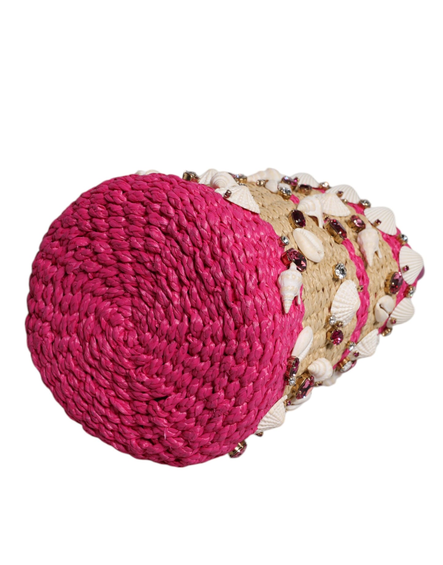 Dolce & Gabbana Flerfarvet Bucket Raffia Muslingeskaller Krystaller Håndtaske