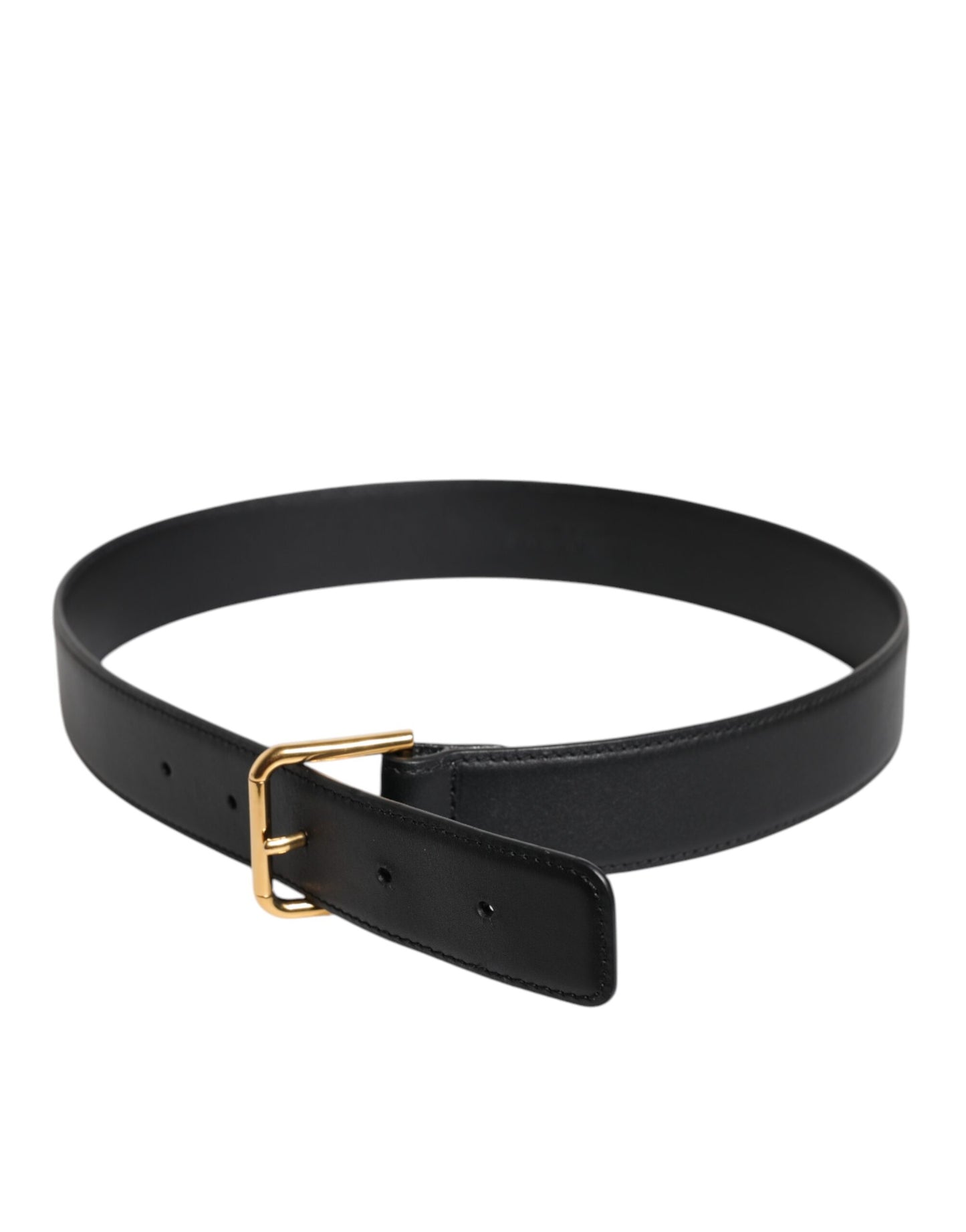 Dolce & Gabbana sort læderbælte med metalspænde og klassisk design