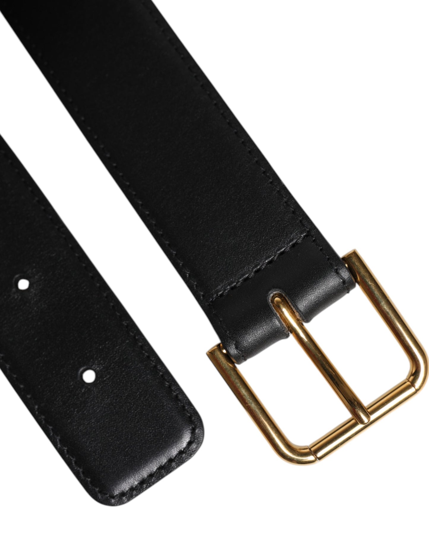 Dolce & Gabbana sort læderbælte med metalspænde og klassisk design