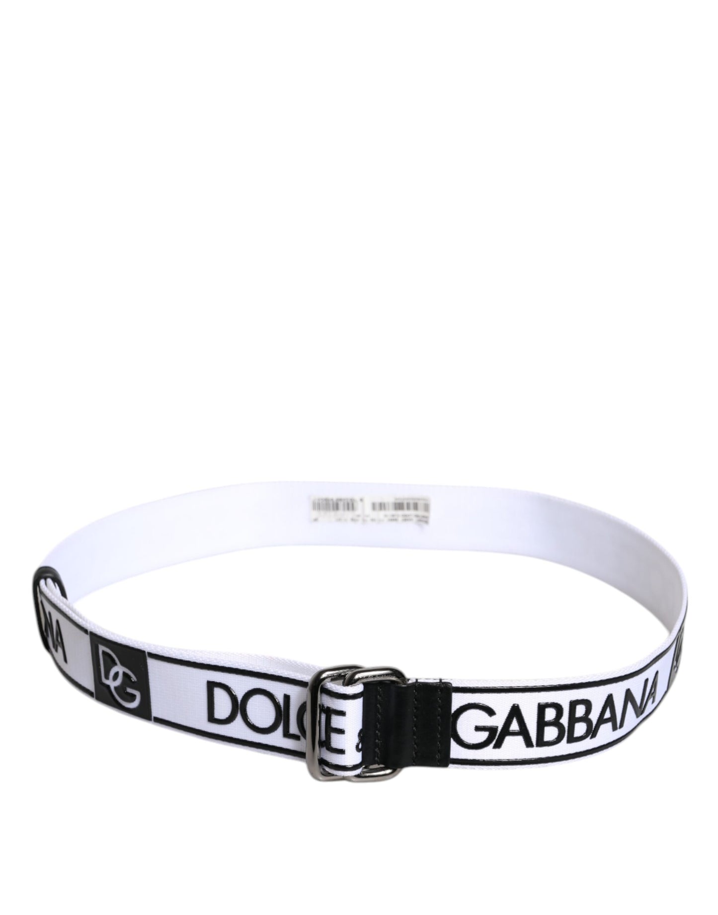 Dolce & Gabbana sort/hvidt logotrykt metalspændebælte
