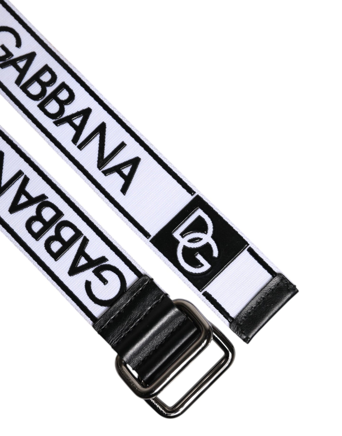 Dolce & Gabbana sort/hvidt logotrykt metalspændebælte
