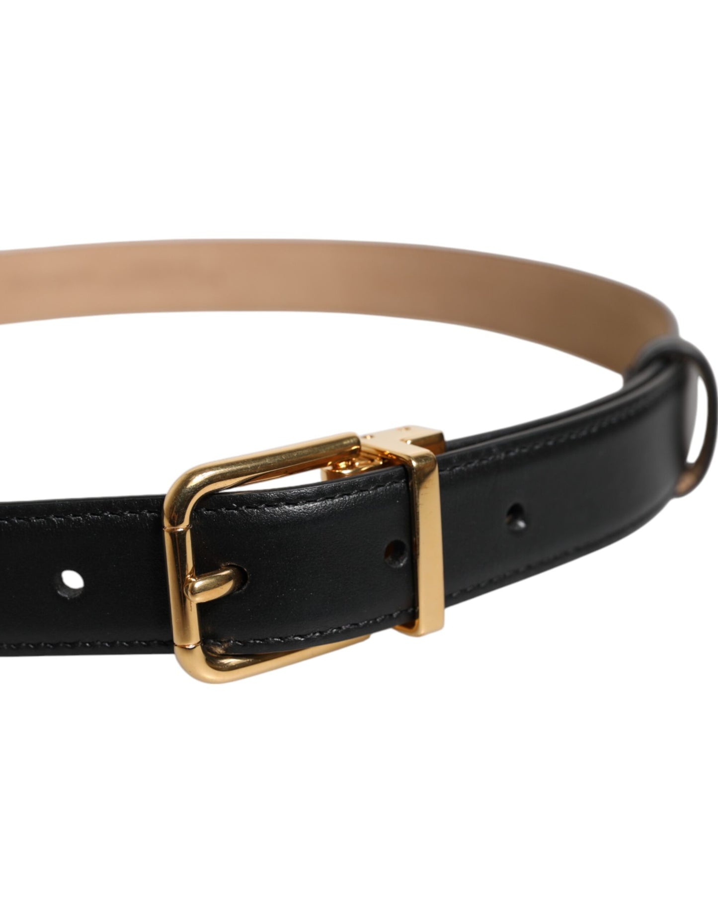 Dolce & Gabbana sort læderbælte med metalspænde og logo