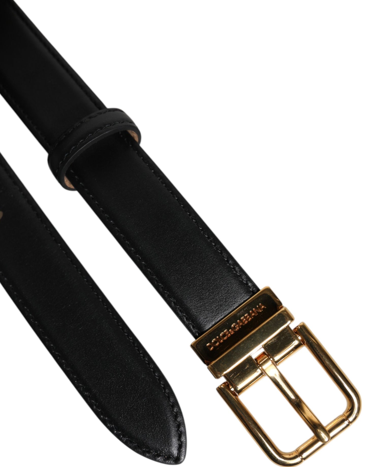 Dolce & Gabbana sort læderbælte med metalspænde og logo