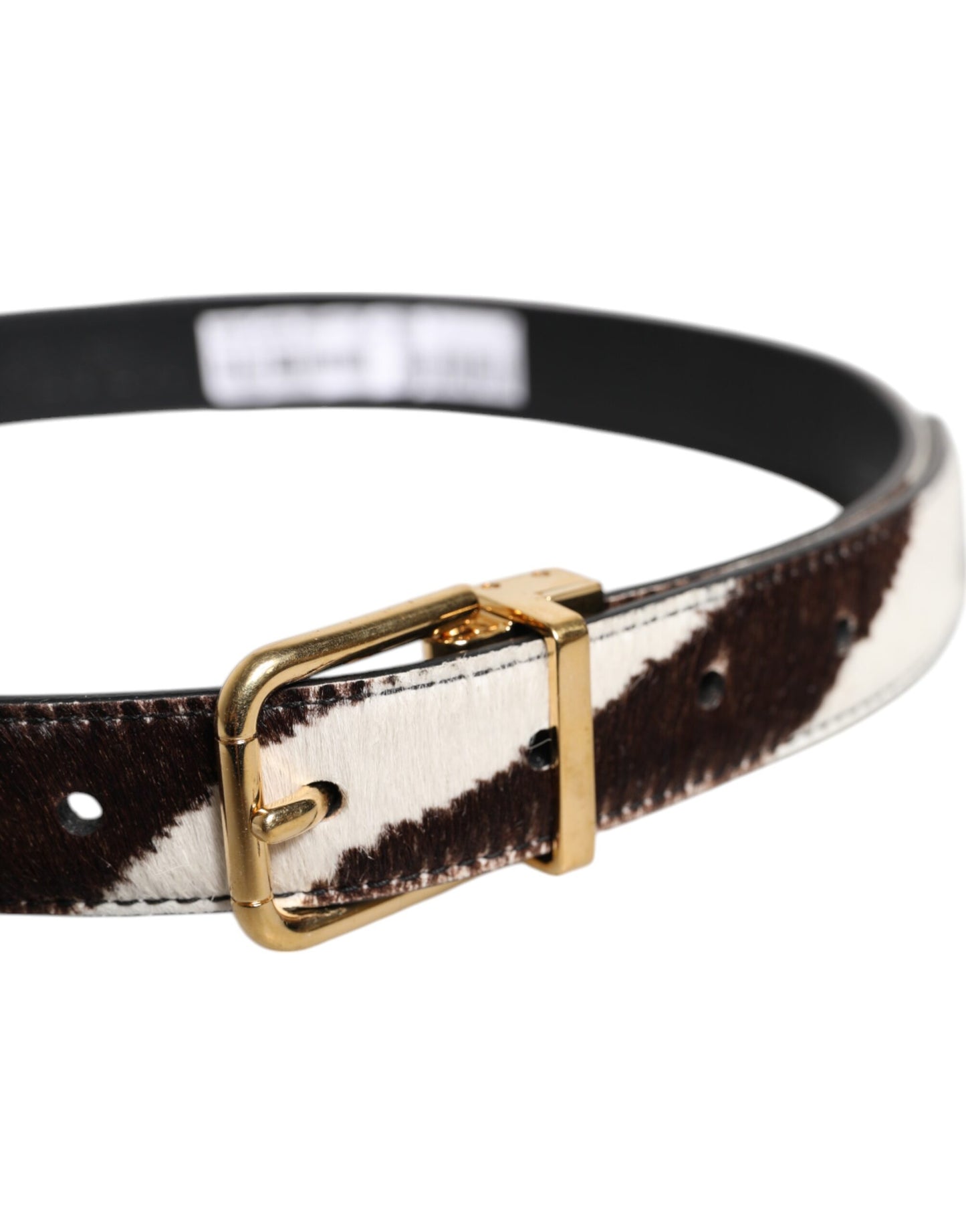 Dolce & Gabbana Sort/Hvid Pony Læder Bælte med Spænde