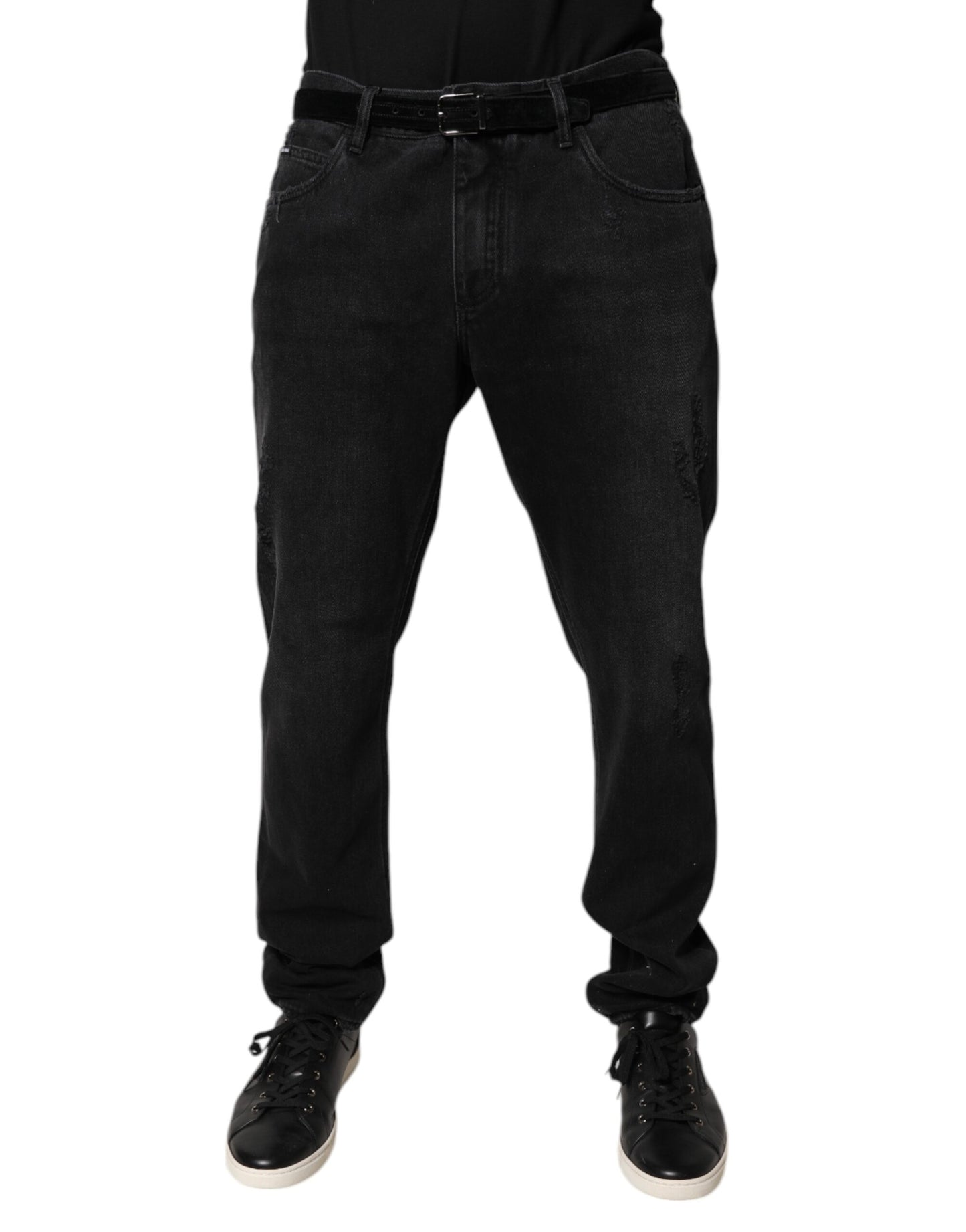 Dolce & Gabbana Sorte Bomuld Skinny Herre Denim Jeans