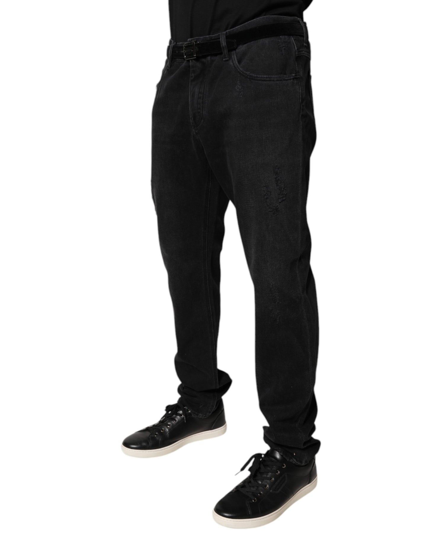 Dolce & Gabbana Sorte Bomuld Skinny Herre Denim Jeans