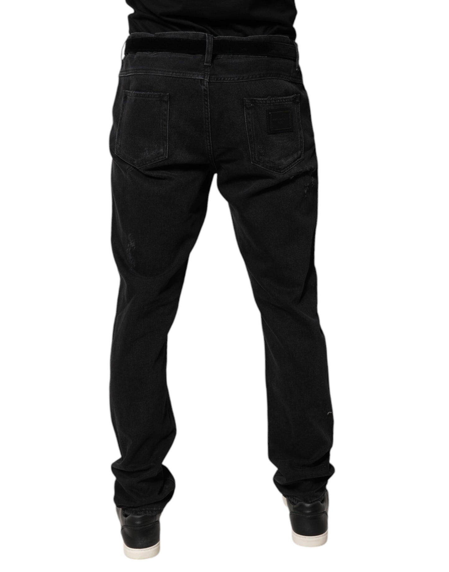Dolce & Gabbana Sorte Bomuld Skinny Herre Denim Jeans