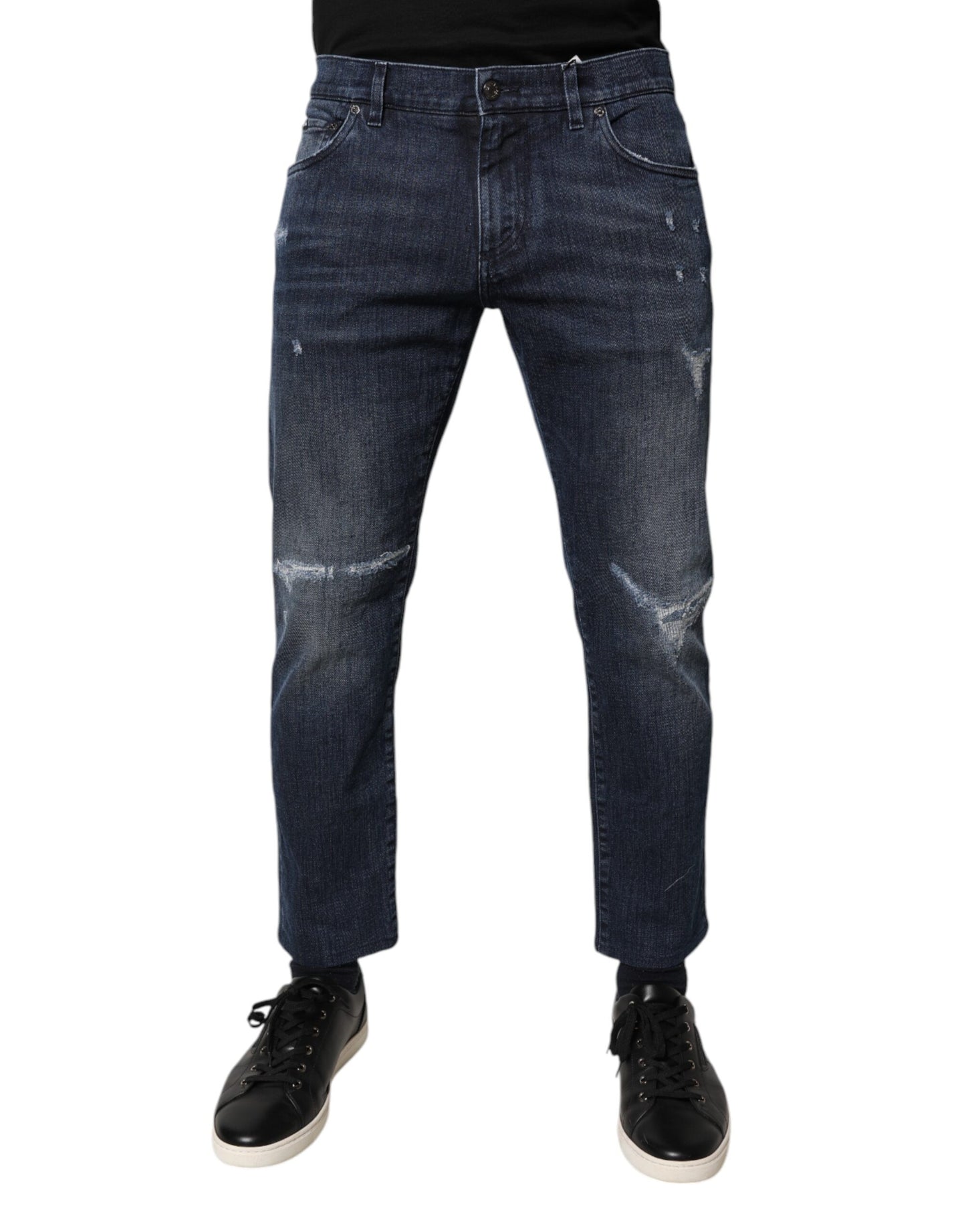 Dolce & Gabbana Blå Bomuldsstretch Skinny Herre Denim Jeans