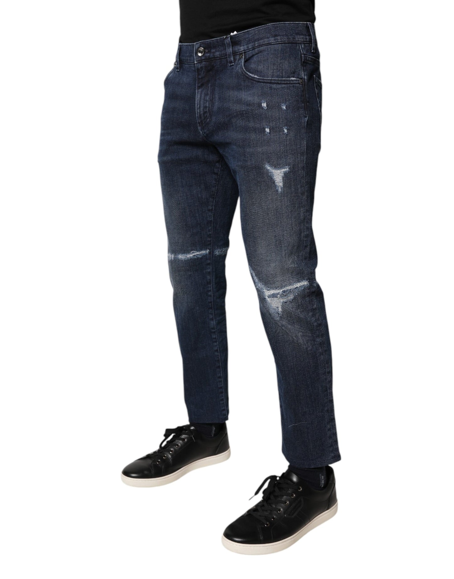 Dolce & Gabbana Blå Bomuldsstretch Skinny Herre Denim Jeans