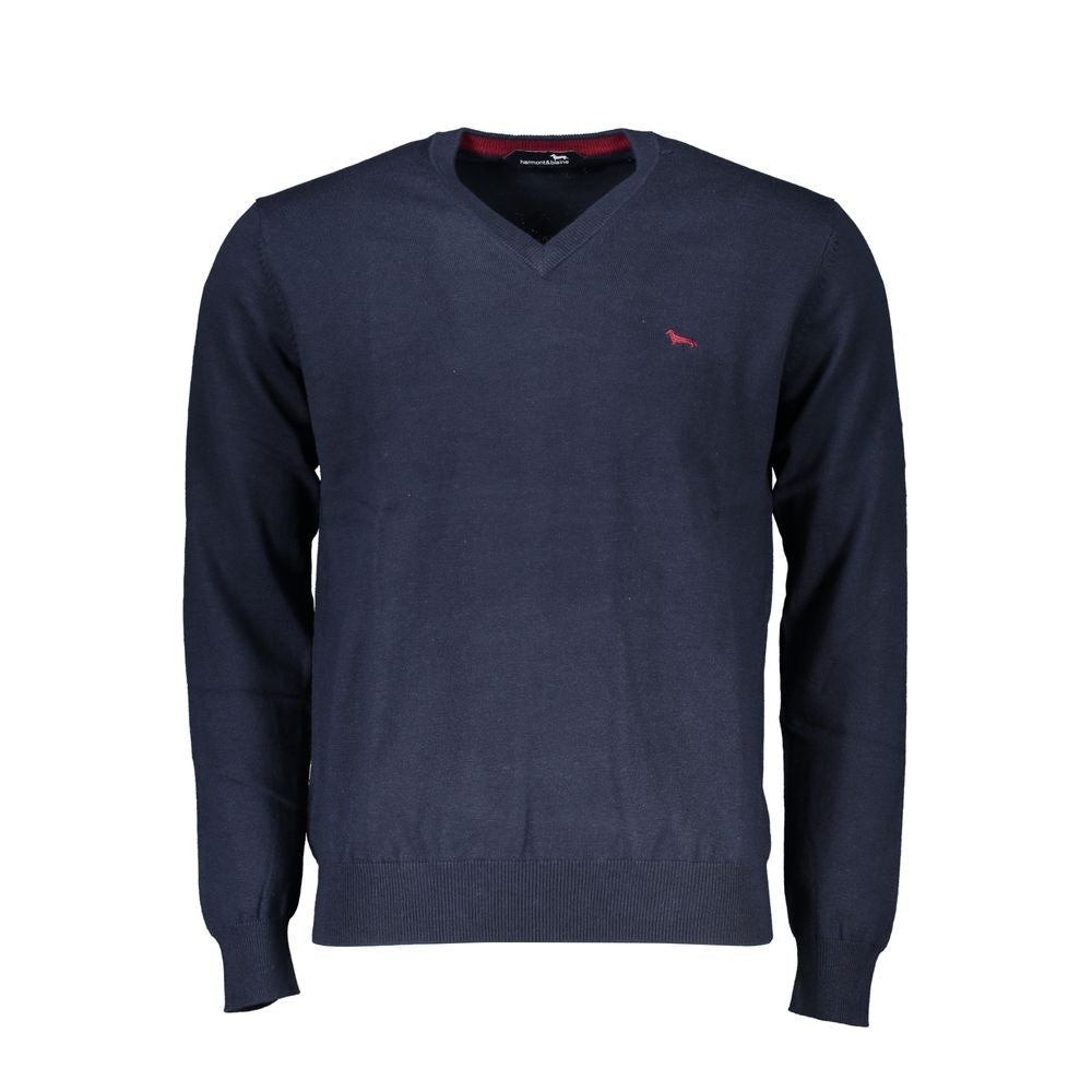 Harmont & Blaine V-hals Broderet Blå Sweater
