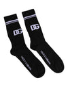 Dolce & Gabbana Black Cotton DG Logo Mid Calf Men Socks