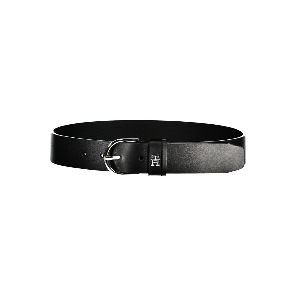 Tommy Hilfiger Chic sort læderbælte med metalspænde