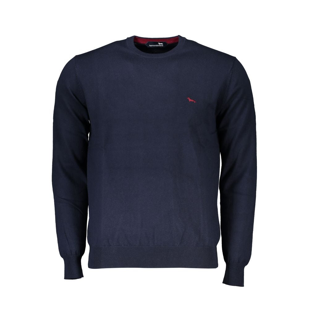 Harmont & Blaine Rund Hals Broderet Blå Sweater