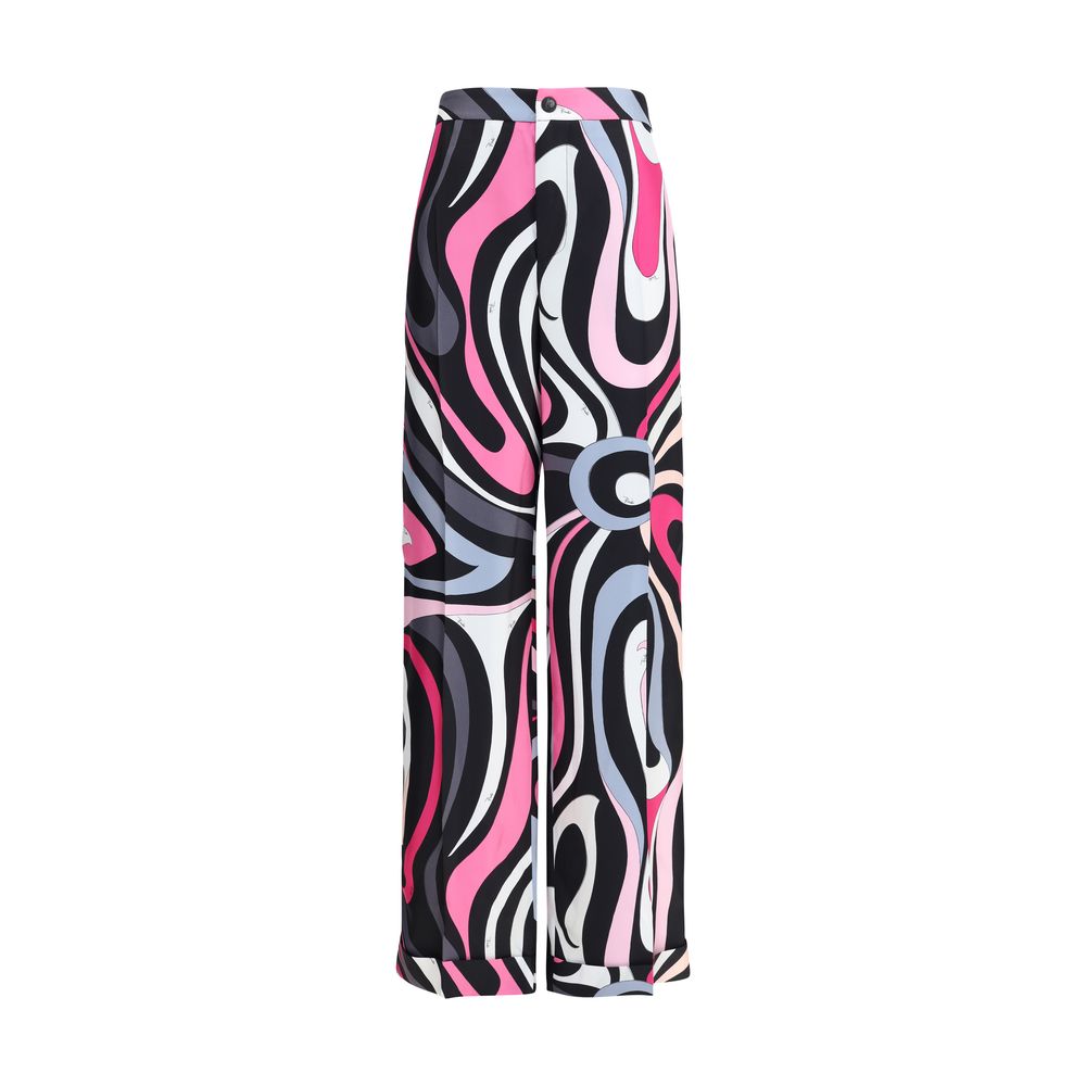 Emilio Pucci silkebukser med marmorprint