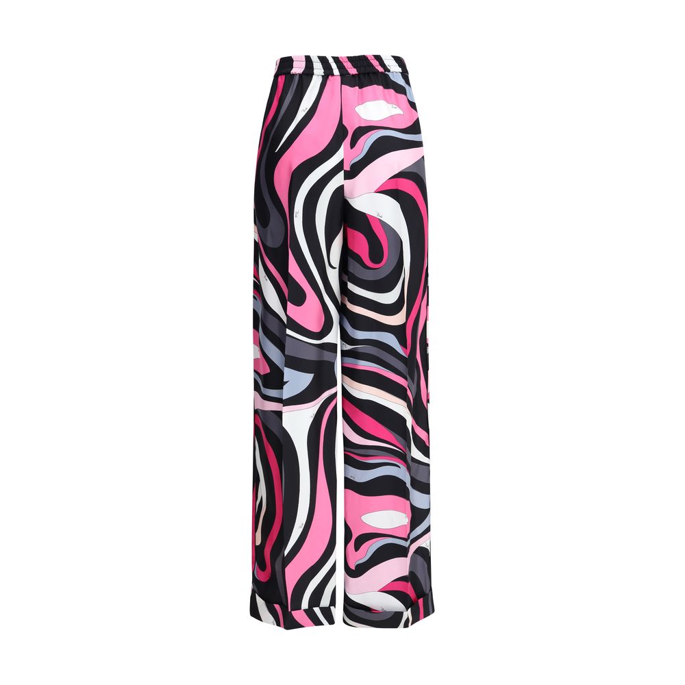 Emilio Pucci silkebukser med marmorprint