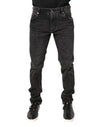 Dolce & Gabbana Grå Vasket Bomuld Skinny Denim Jeans