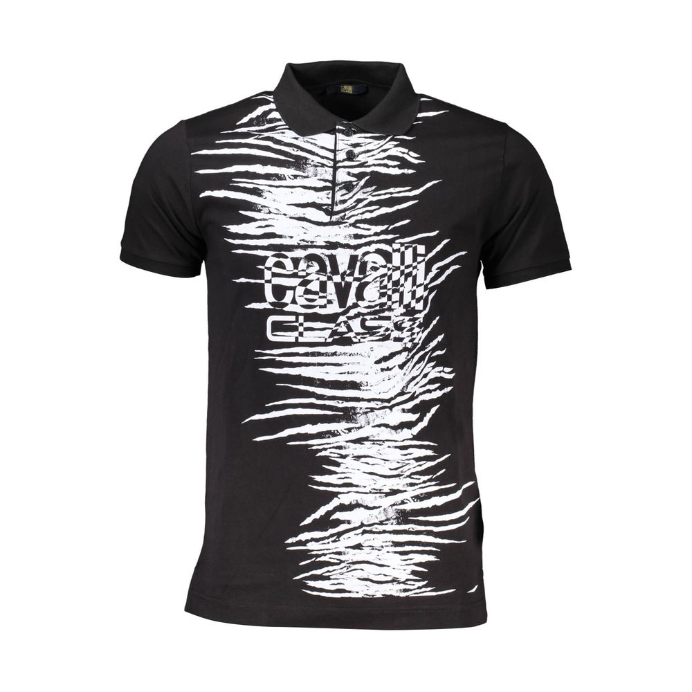 Cavalli Class sort bomuldspoloshirt til mænd
