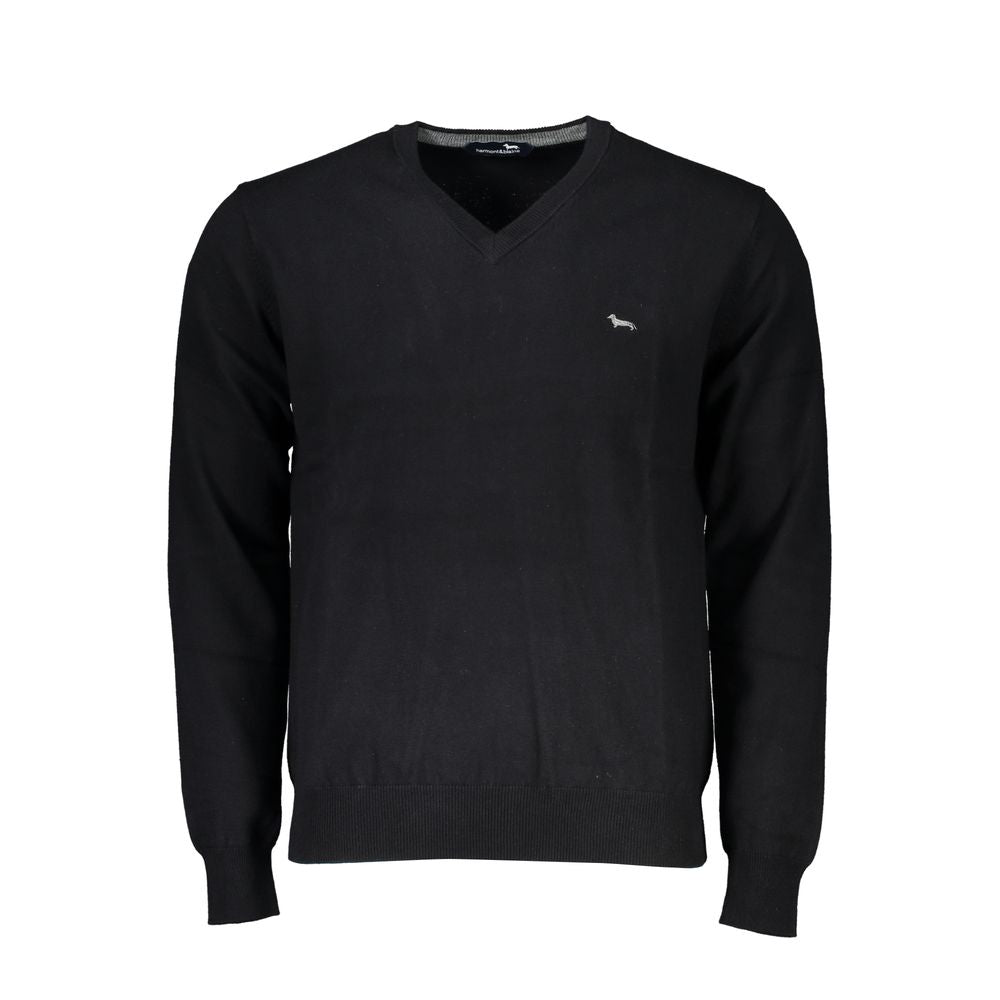 Harmont & Blaine Elegant V-hals Broderet Sort Sweater