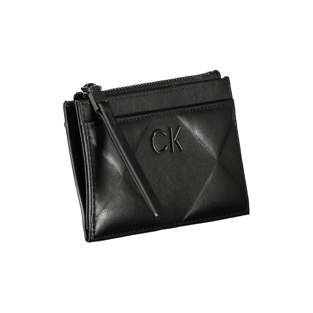 Calvin Klein Sleek sort lynlåspung med kontrastdetaljer