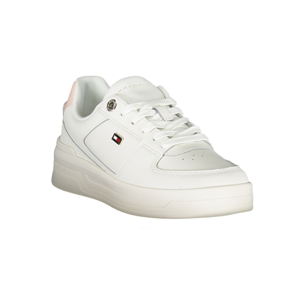 Tommy Hilfiger Elegante Hvide Sneakers Med Snørebånd og Kontrastdetaljer