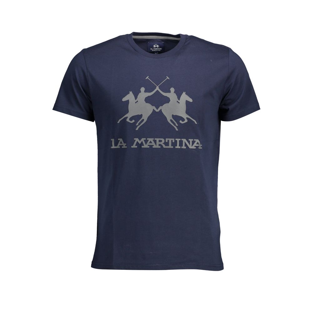 La Martina Chic Rund Hals T-shirt i Blå med Bomuld