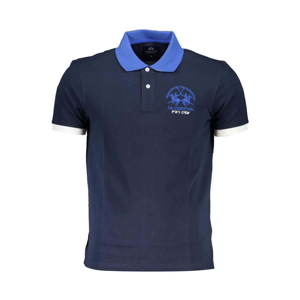 La Martina Blå Bomuld Herre Poloshirt