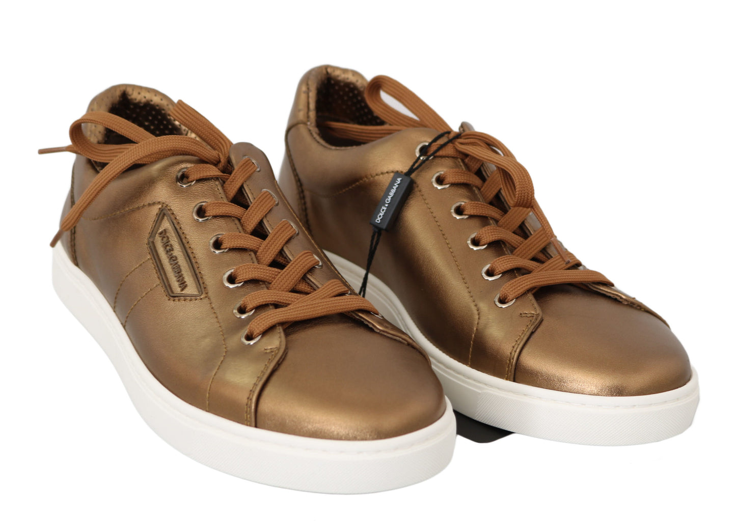 Dolce &amp; Gabbana gyldne metalliske sneakers i læder