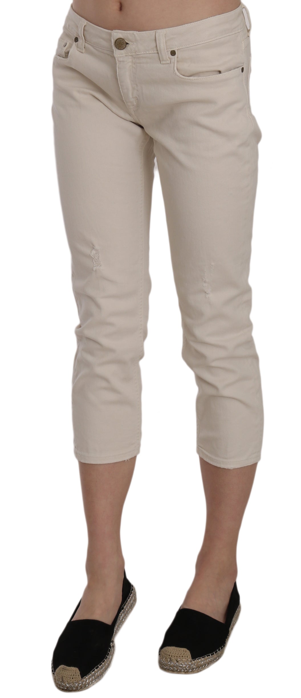 Dondup Beige Lavtalje Skinny Cropped Capri Bukser