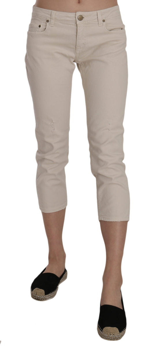 Dondup Beige Lavtalje Skinny Cropped Capri Bukser