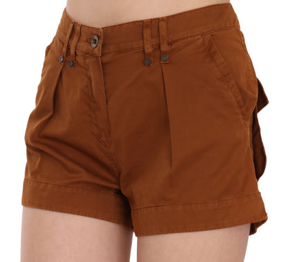 PLEIN SUD Chic Brune Mid Waist Mini Shorts