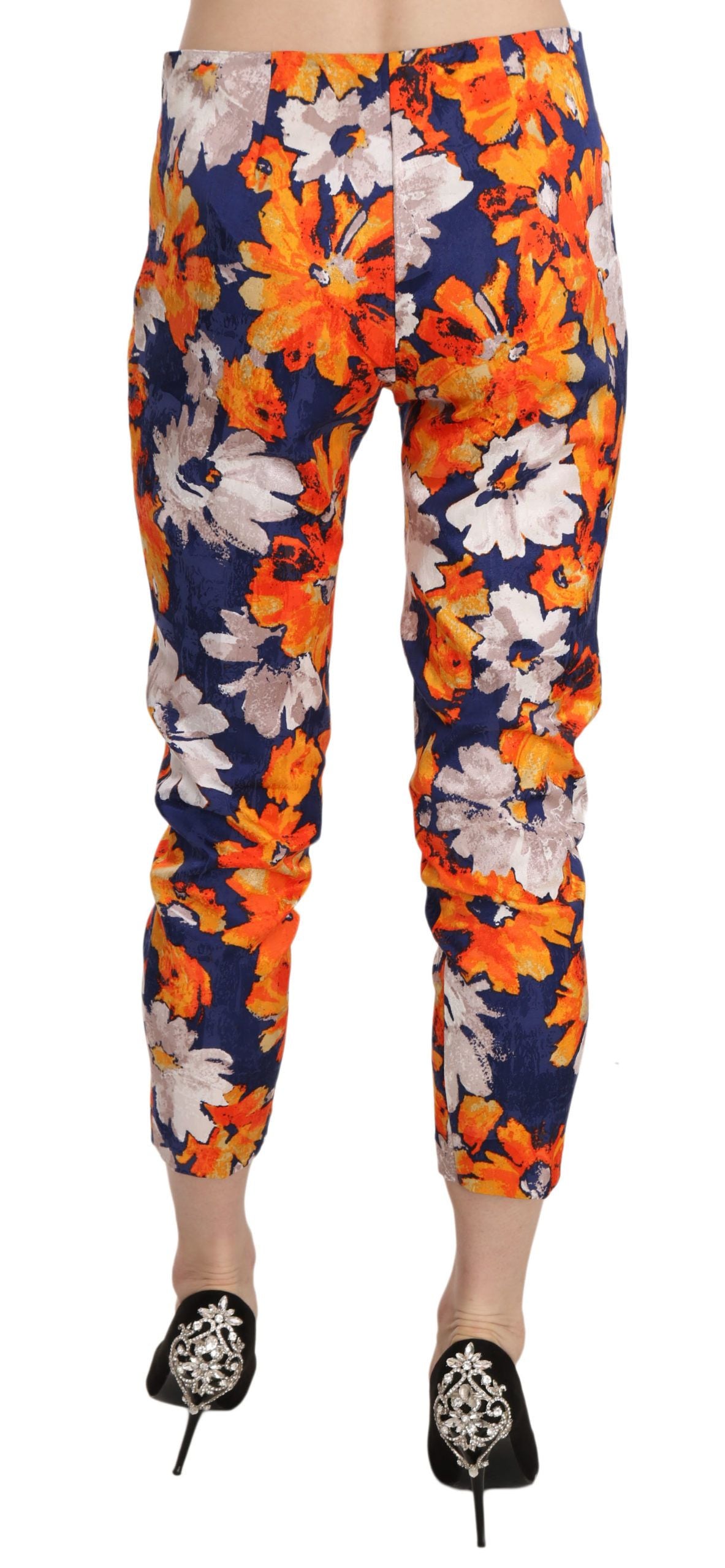 LANACAPRINA bukser med blomstret print. Skinny mid-waist bukser