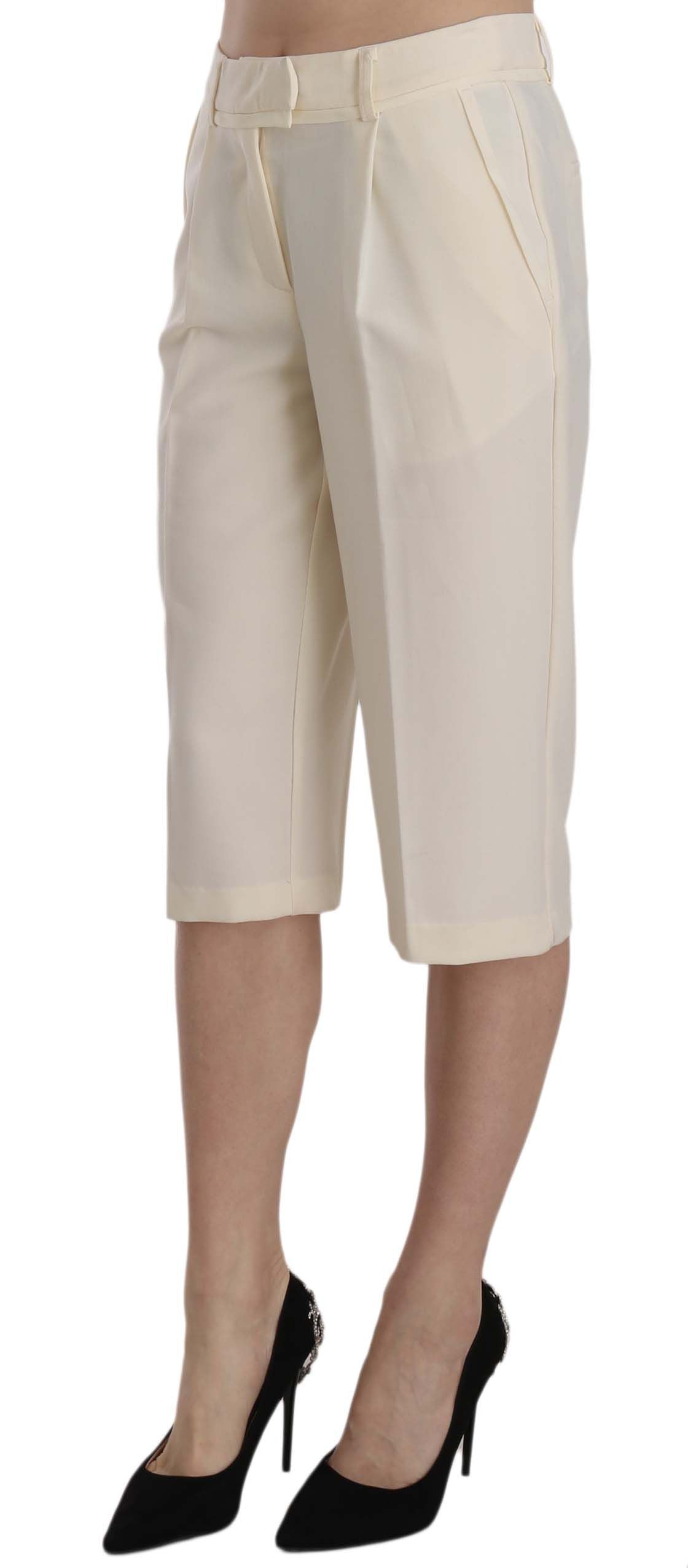 Silvian Heach Elegant Straight Cropped Pants i Creme