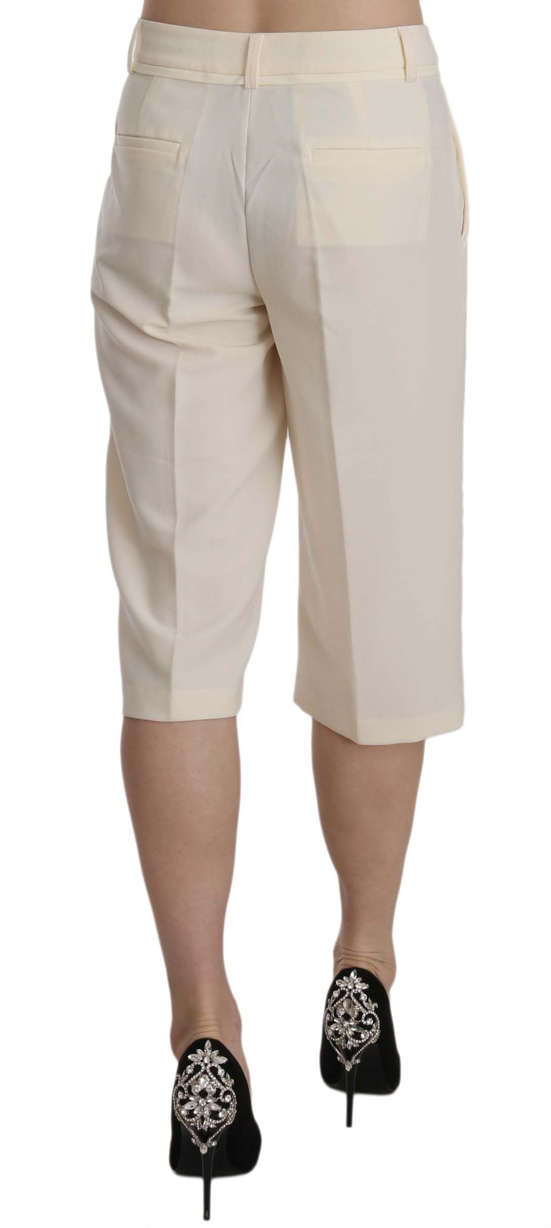 Silvian Heach Elegant Straight Cropped Pants i Creme