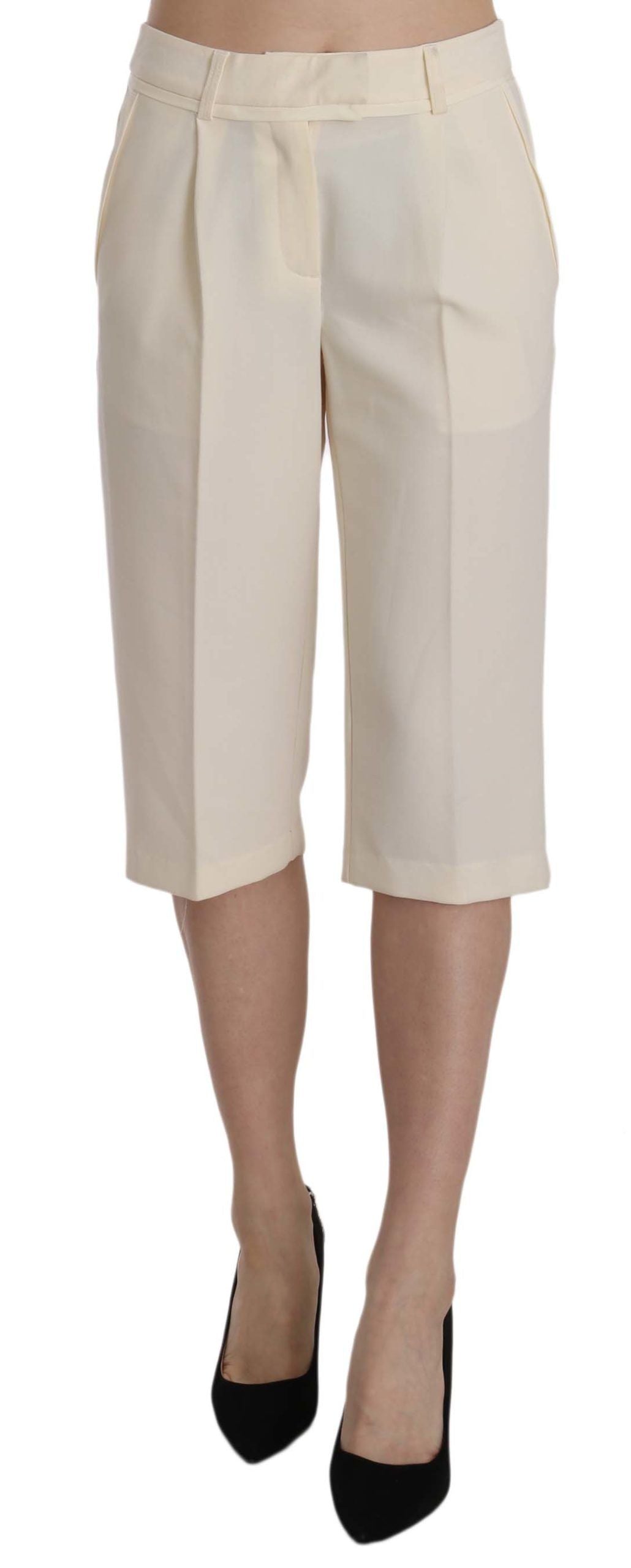 Silvian Heach Elegant Straight Cropped Pants i Creme