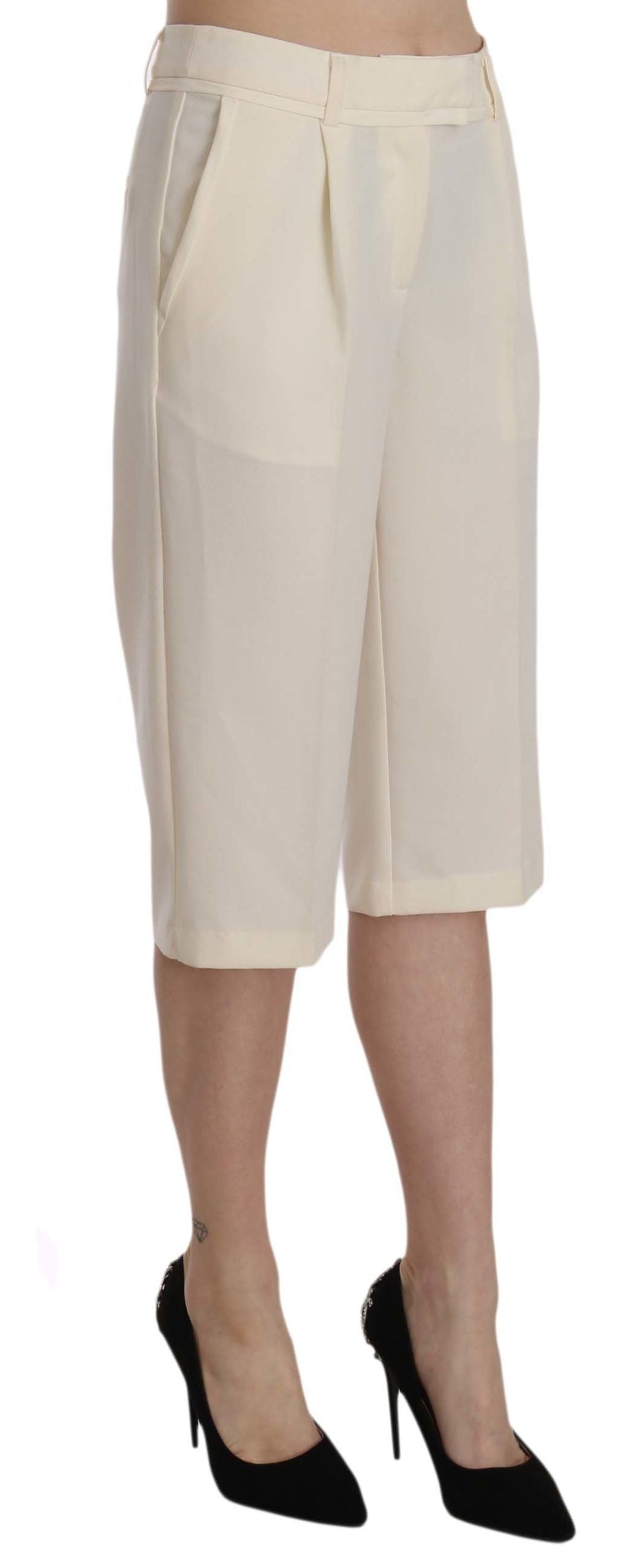 Silvian Heach Elegant Straight Cropped Pants i Creme