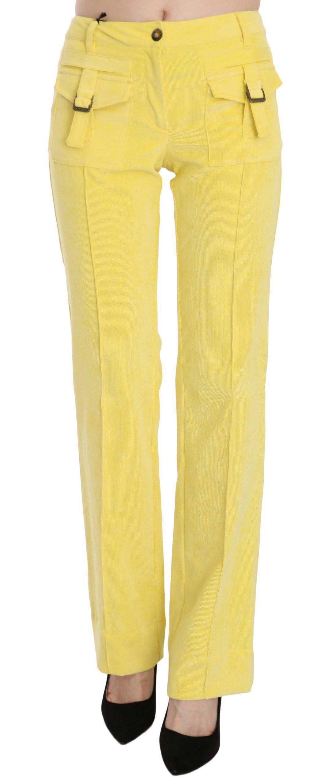 Just Cavalli Chic Gule Corduroy Bukser Med Mellem Talje