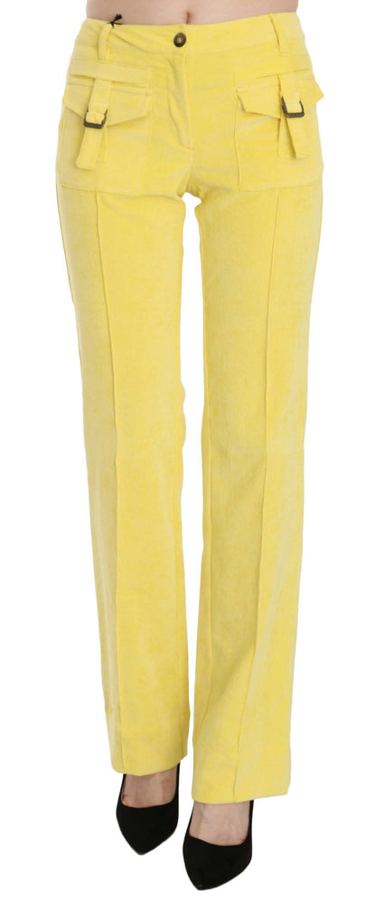 Just Cavalli Chic Gule Corduroy Bukser Med Mellem Talje