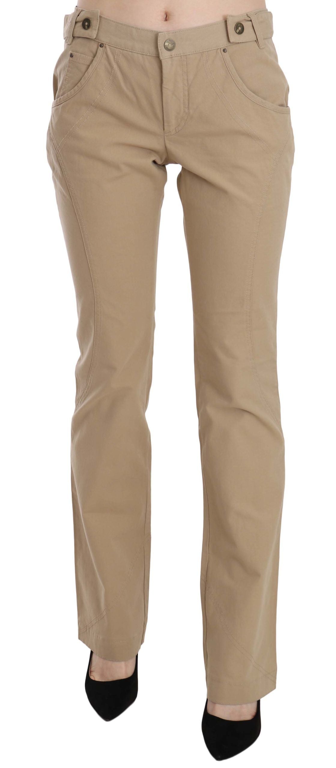Just Cavalli Beige Bukser Med Lige Ben Med Mellem Talje