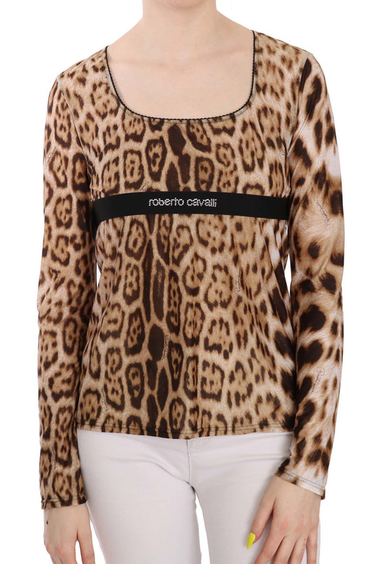 Top cu mânecă lungă leopard elegant Roberto Cavalli