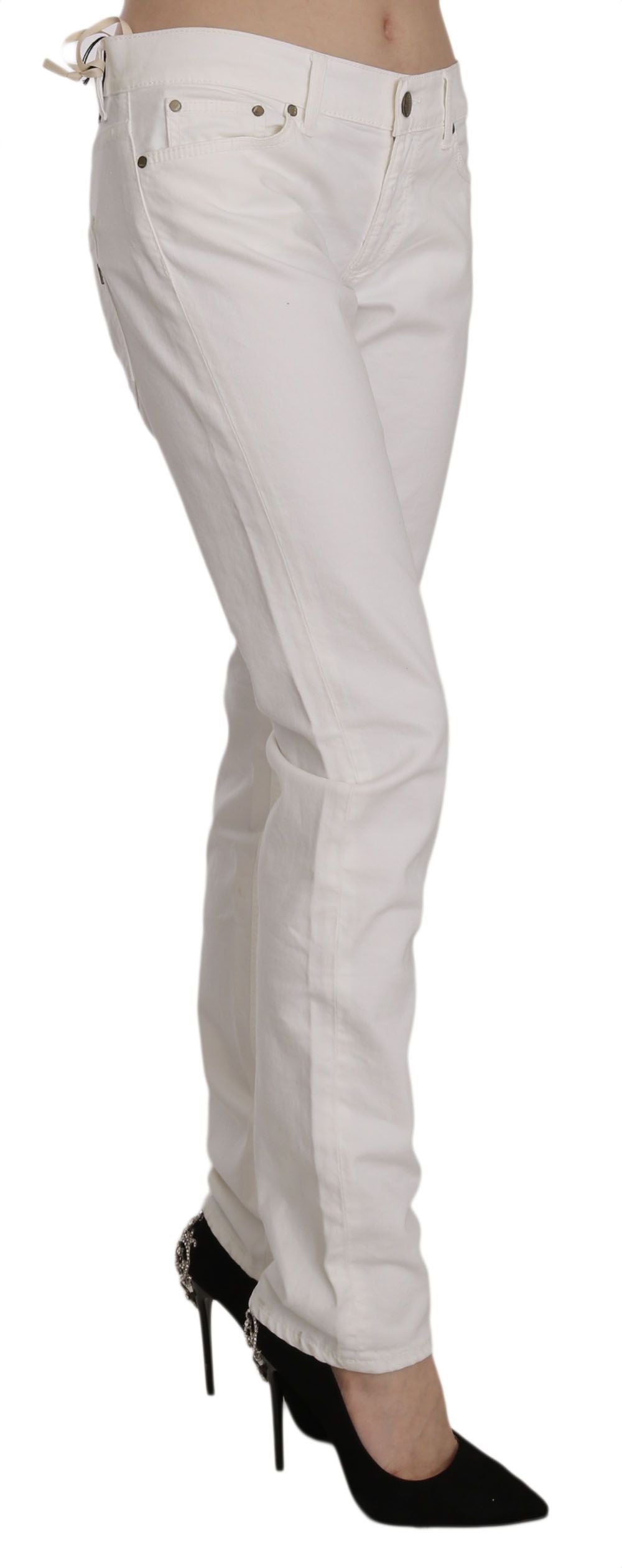 Dondup Chic White Skinny Cotton Blend Bukser