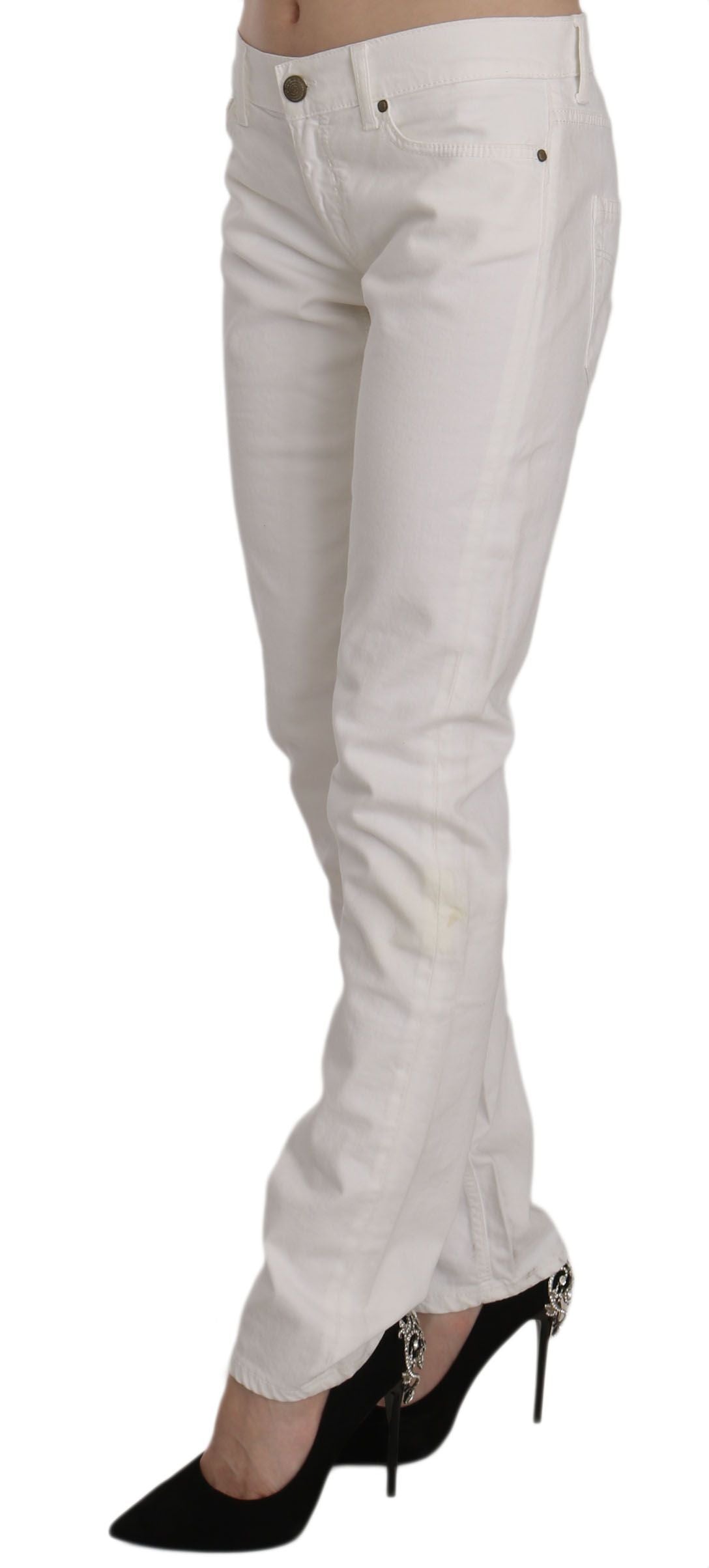 Dondup Chic White Skinny Cotton Blend Bukser