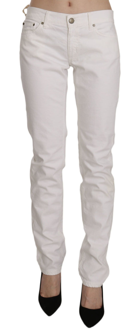 Dondup Chic White Skinny Cotton Blend Bukser