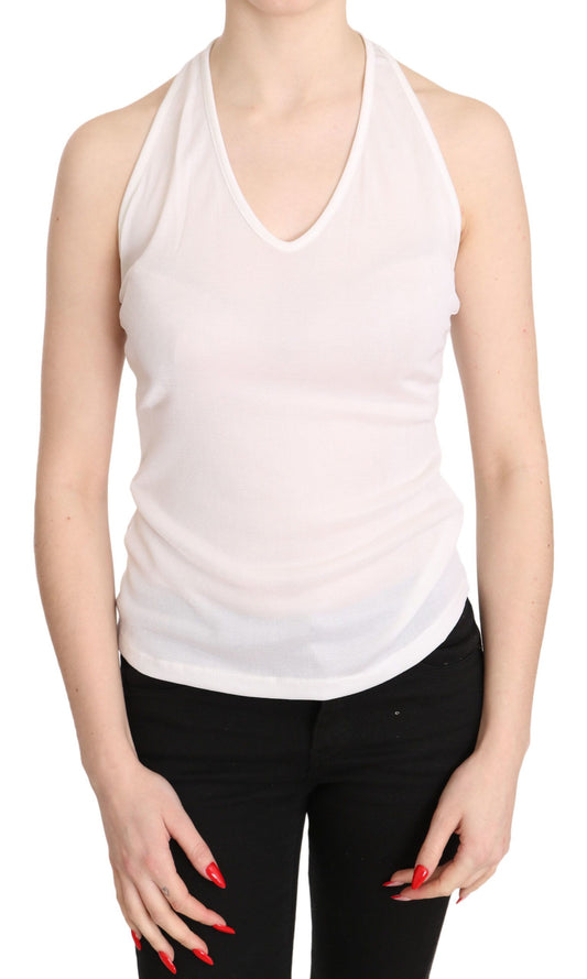 GF Ferre Elegant, Alb Halter Casual Tank Top