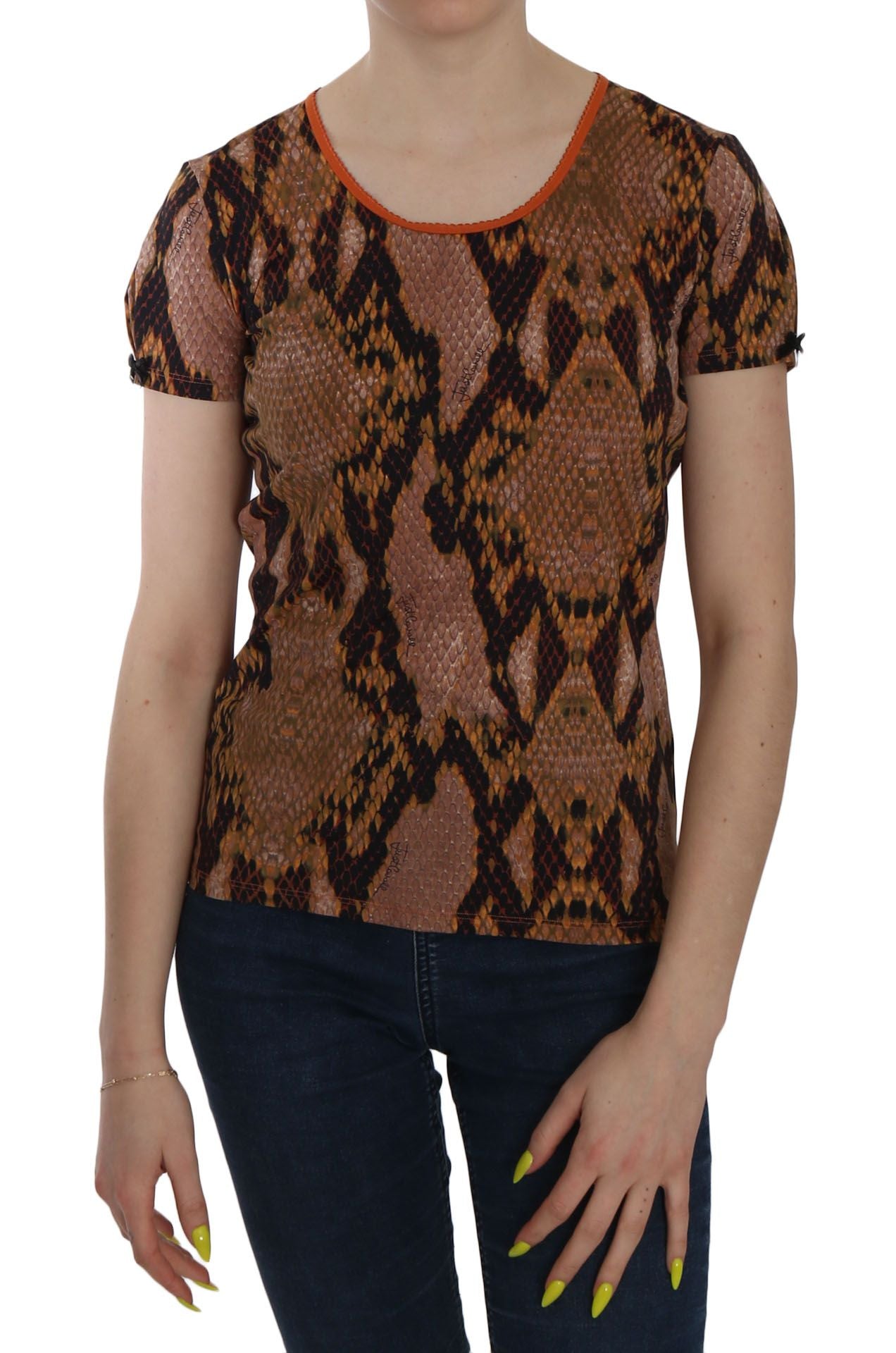 Bare Cavalli lokkende brun slangeskind bluse